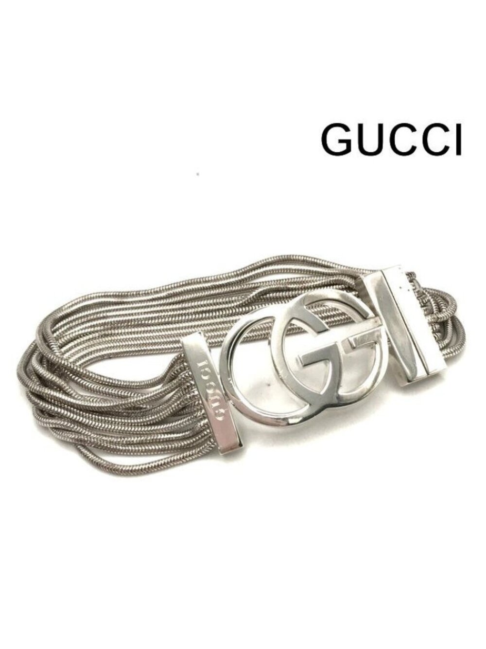 Gucci Interlocking GG Logo 10 Chain Bracelet Silver